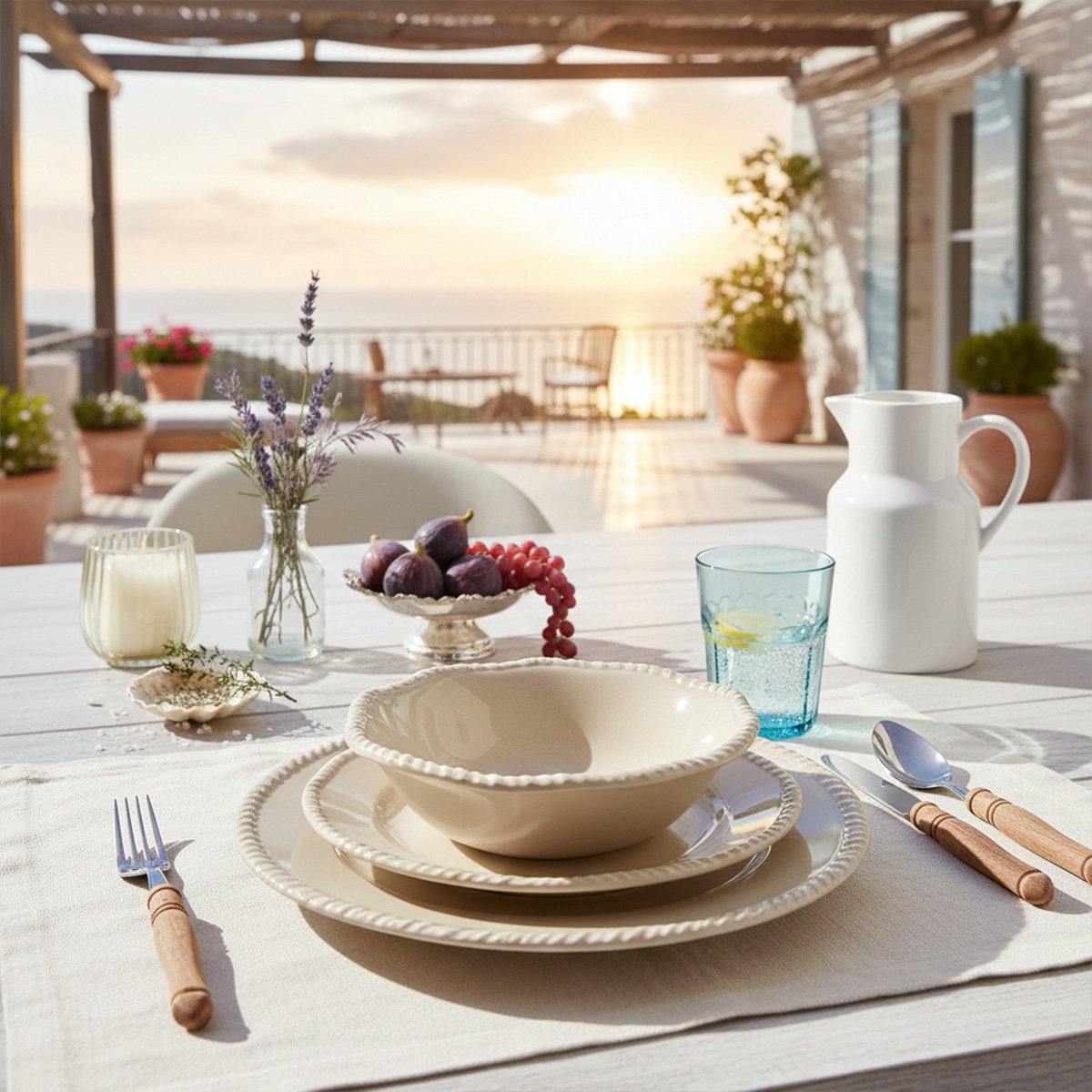 Melamine Soup Plate CREAM with Rope Rim