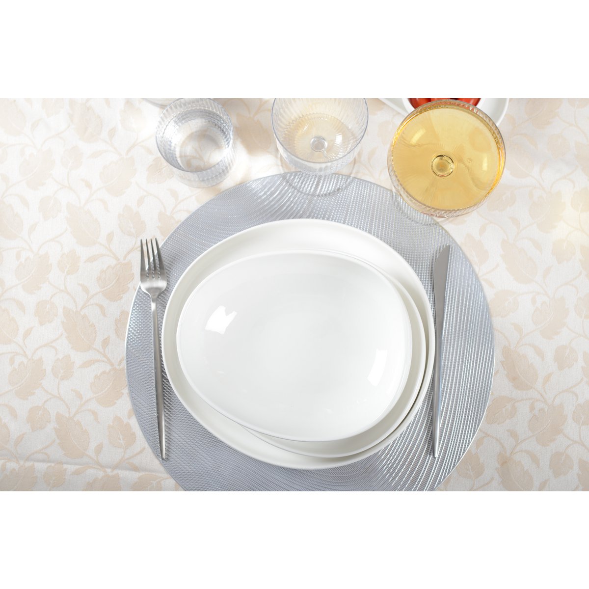 Keramik-Dessertteller WEISS Oval