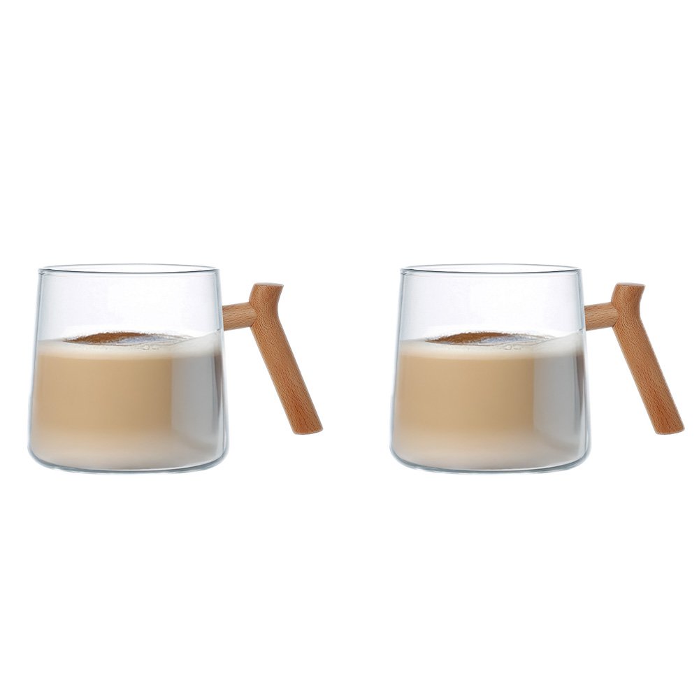 Glastassen mit Holzgriff 550ml 2er-Set