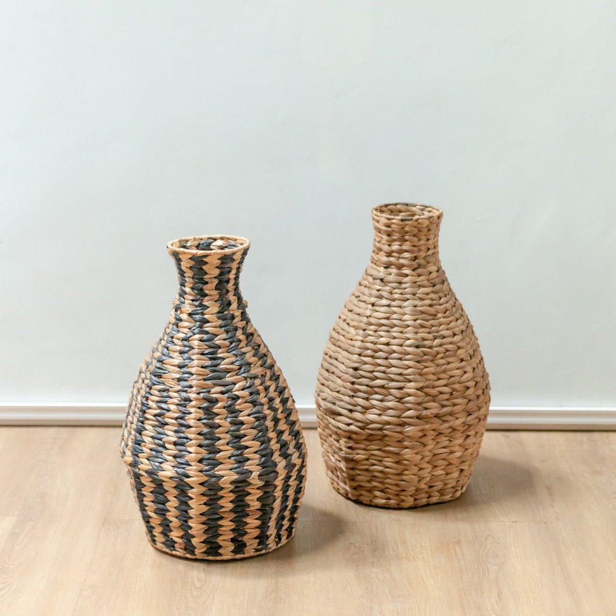 Floor Vase DAYANA Water Hyacinth Natural/Black 50 cm