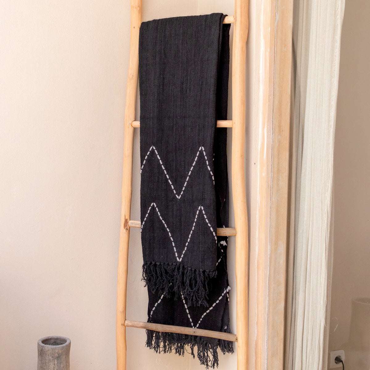 Baumwolldecke LINGGAH Schwarz/Weiß