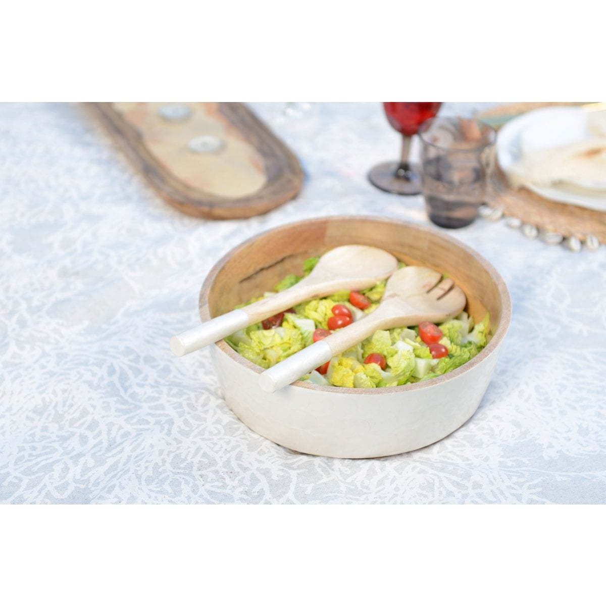 Mango wood salad servers