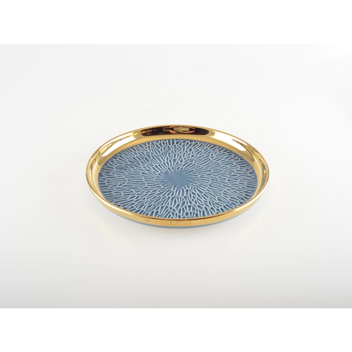 Ceramic Dessert Plates GOLDEDGING Blue & Cream Set of 4