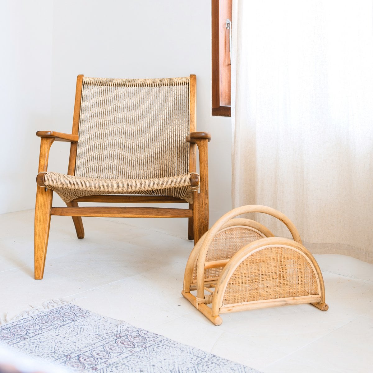 Rattan-Zeitungsständer ALOR 2 Fächer
