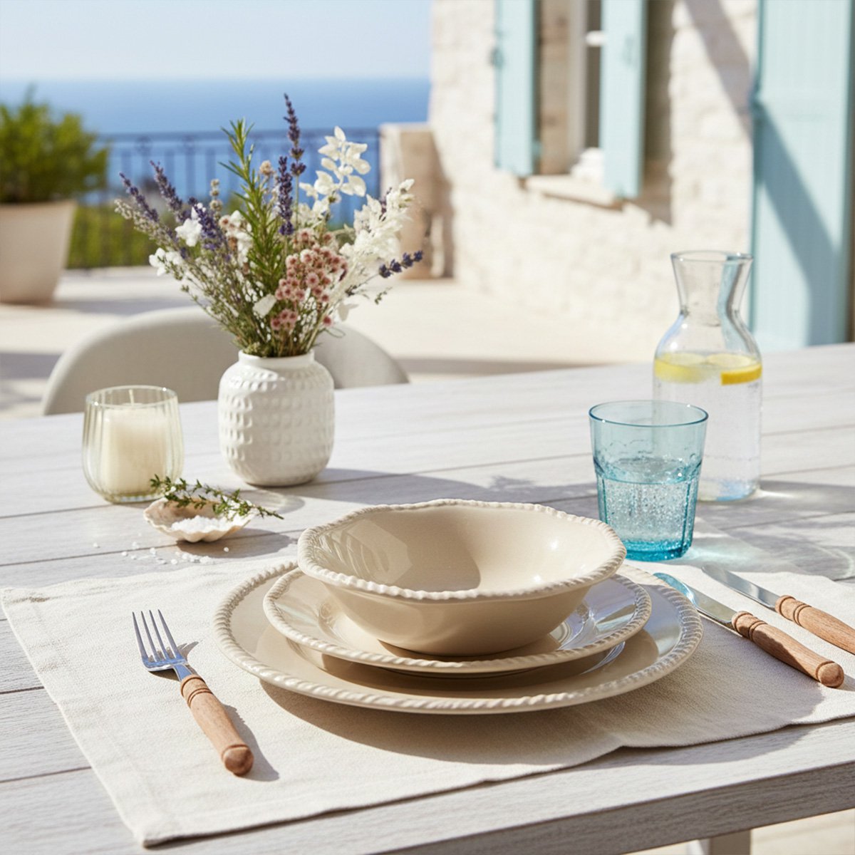 Melamine Soup Plate CREAM with Rope Rim