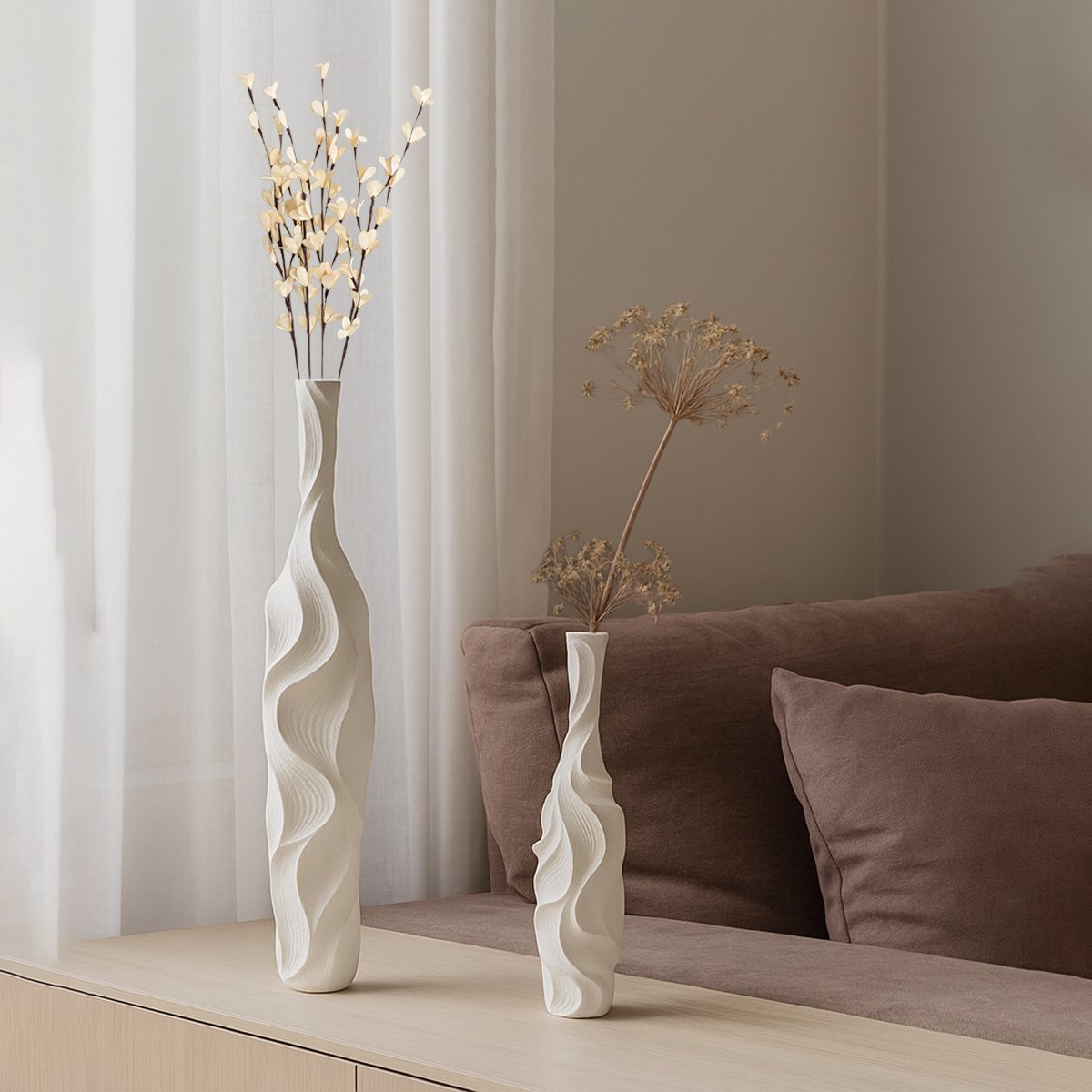 Floor vase Matt white Polyresin 89cm