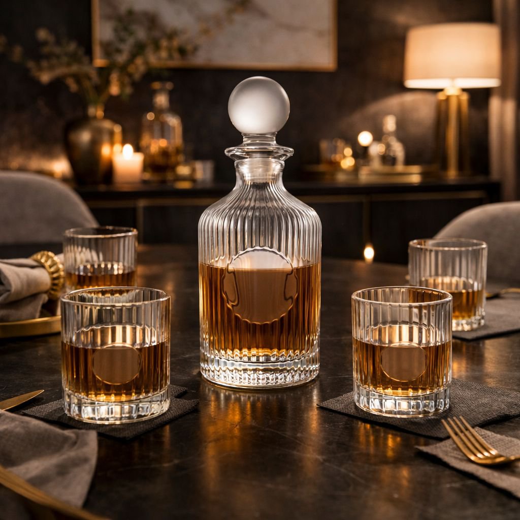 Whisky-Set Klare Karaffe mit 4 Gläsern