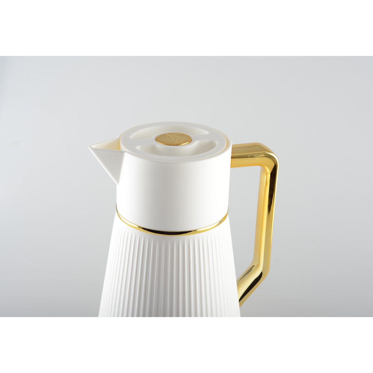 Isolier-Kaffeekanne WEISS mit Golddeckel 1L