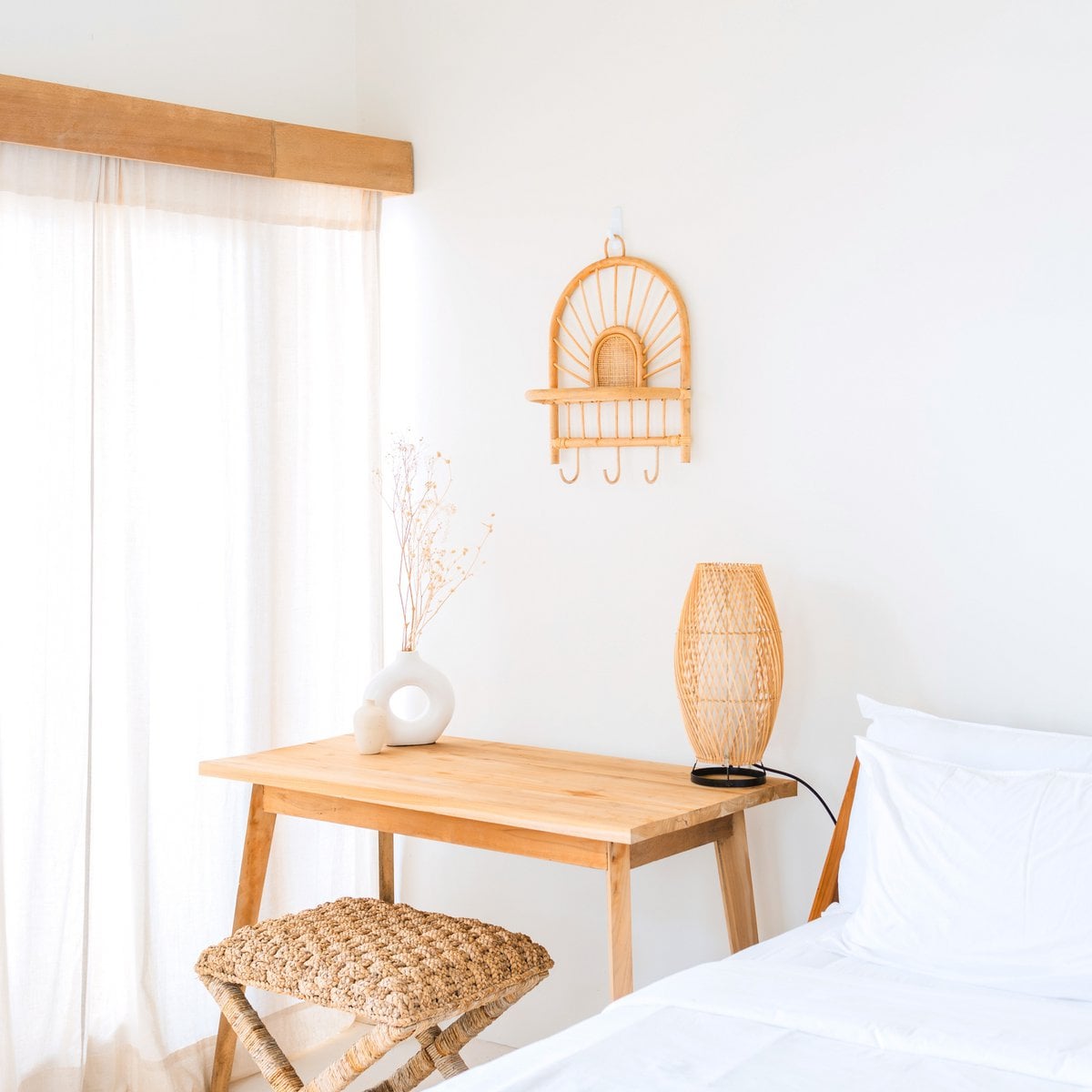 Rattan Wandregal BANTEN mit Haken