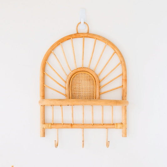 Rattan Wall Shelf BANTEN with Hooks