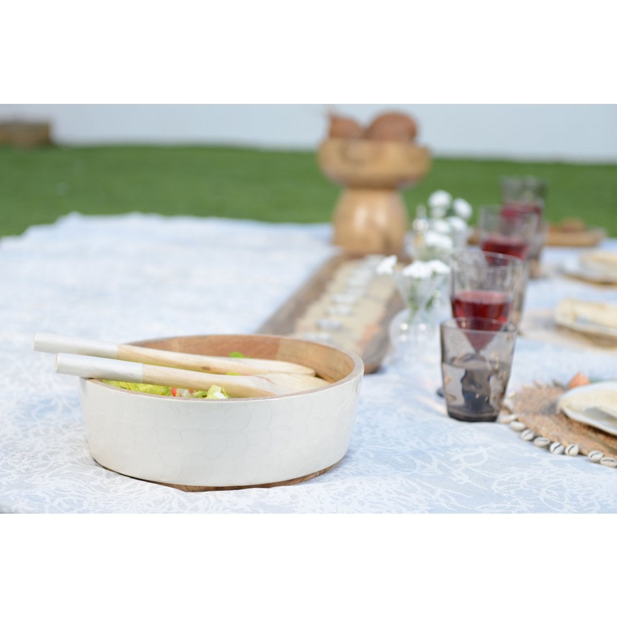 Mango wood salad servers