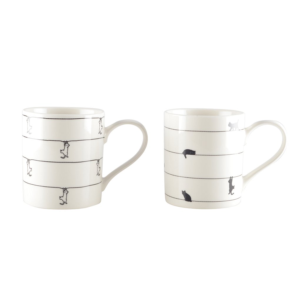 Teacups CAT MOTIF White Set of 2