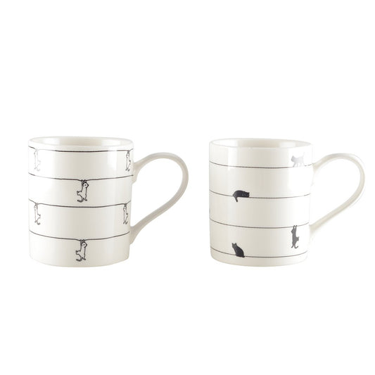 Teacups CAT MOTIF White Set of 2
