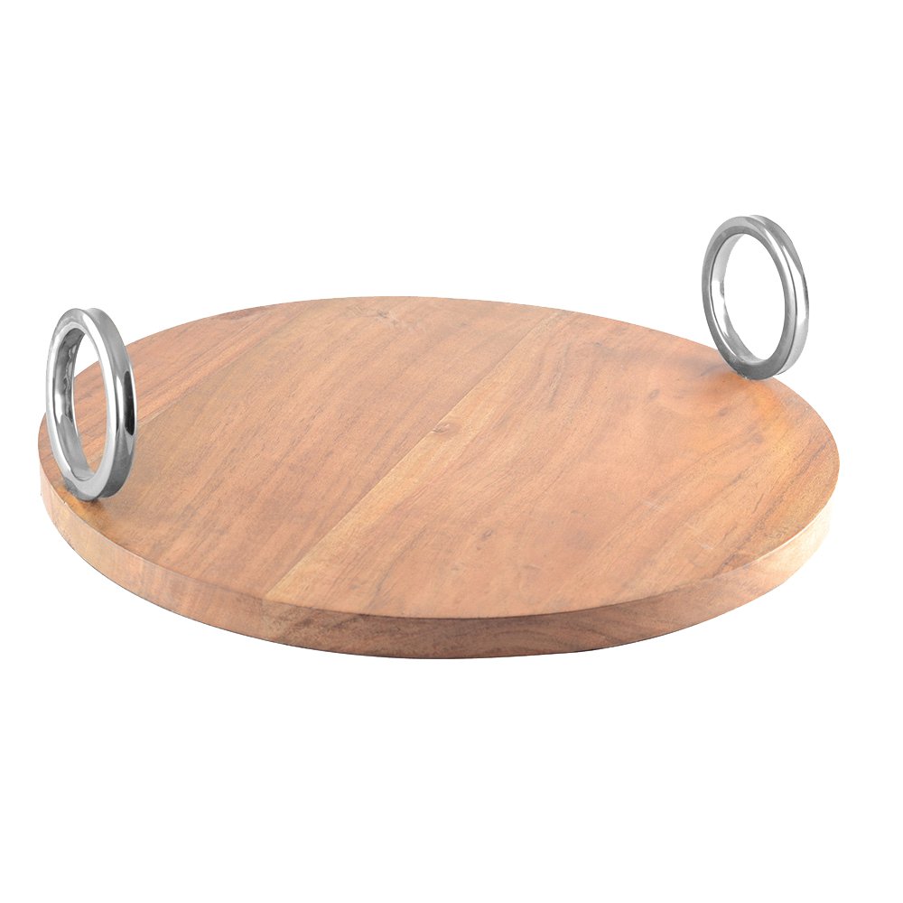 Runde Holzschale mit Silbergriff