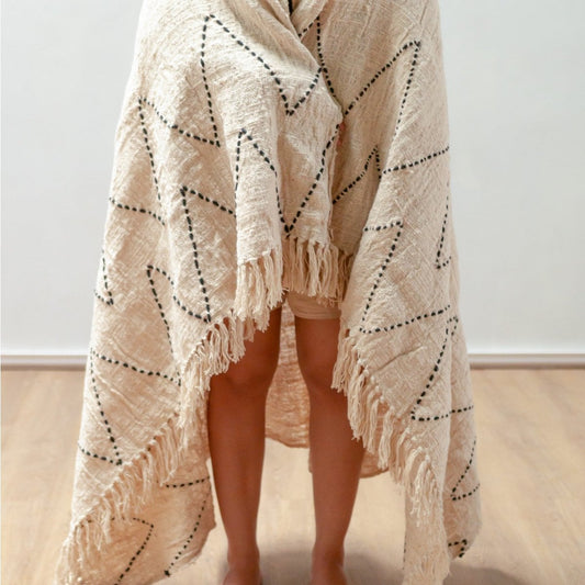 Hand-Woven Cotton Blanket – Zigzag Pattern