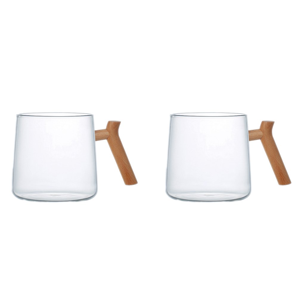 Glastassen mit Holzgriff 550ml 2er-Set