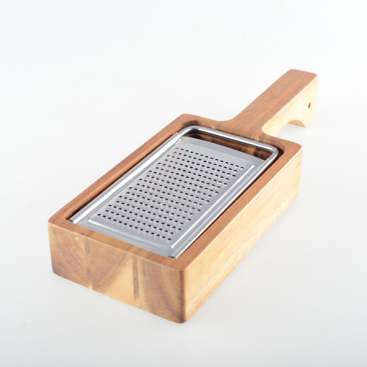 Cheese grater with acacia wood handle