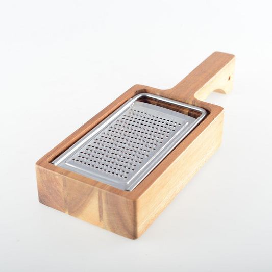 Cheese grater with acacia wood handle