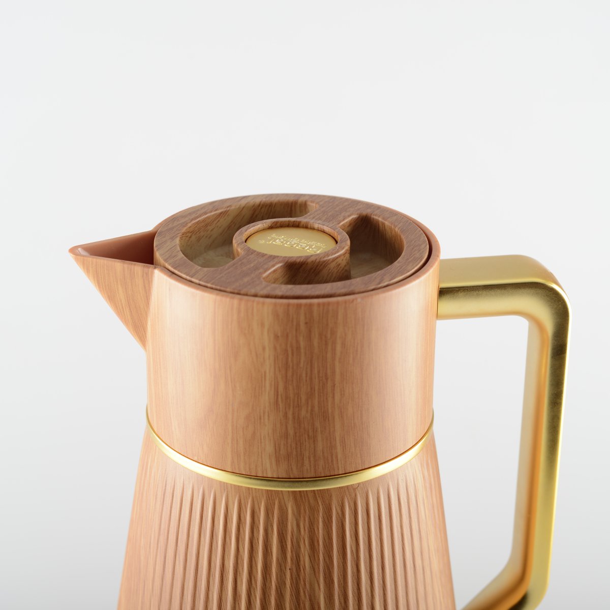 Insulated Coffee Carafe WOOD OPTIC with Gold Handle 1L
