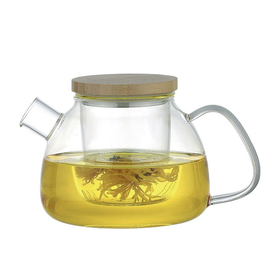 Glass Teapot with Wooden Lid 1L
