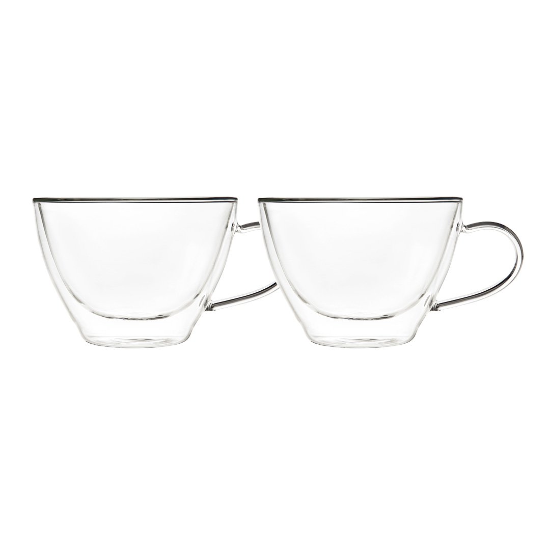 Doppelwandige Tassen Borosilikatglas 370ml 2er-Set