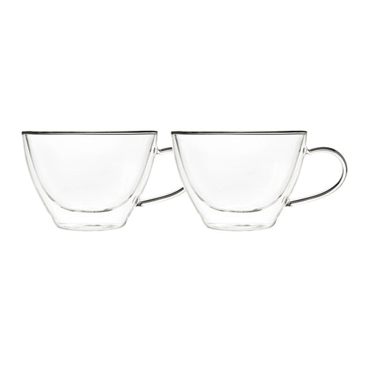 Double-Walled Borosilicate Glass Mugs 370ml Set of 2