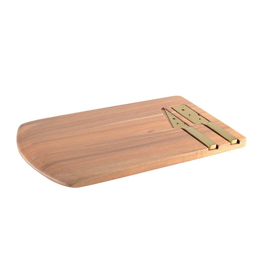 Wooden cheese board with 2 cheese knives