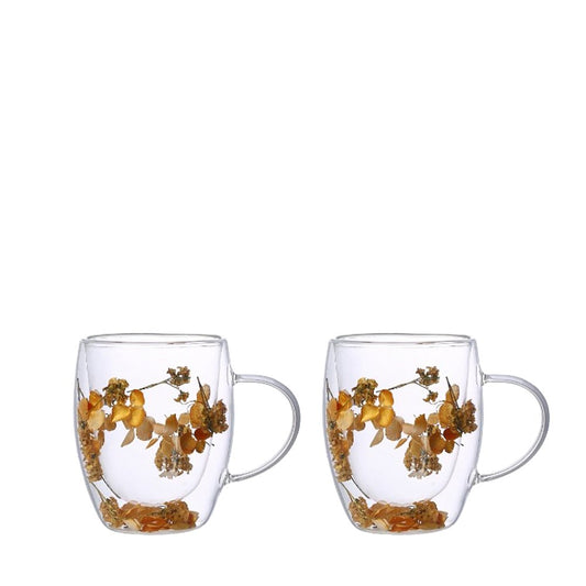 Double-walled Mugs GOLDEN FLOWERS 350ml Set of 2