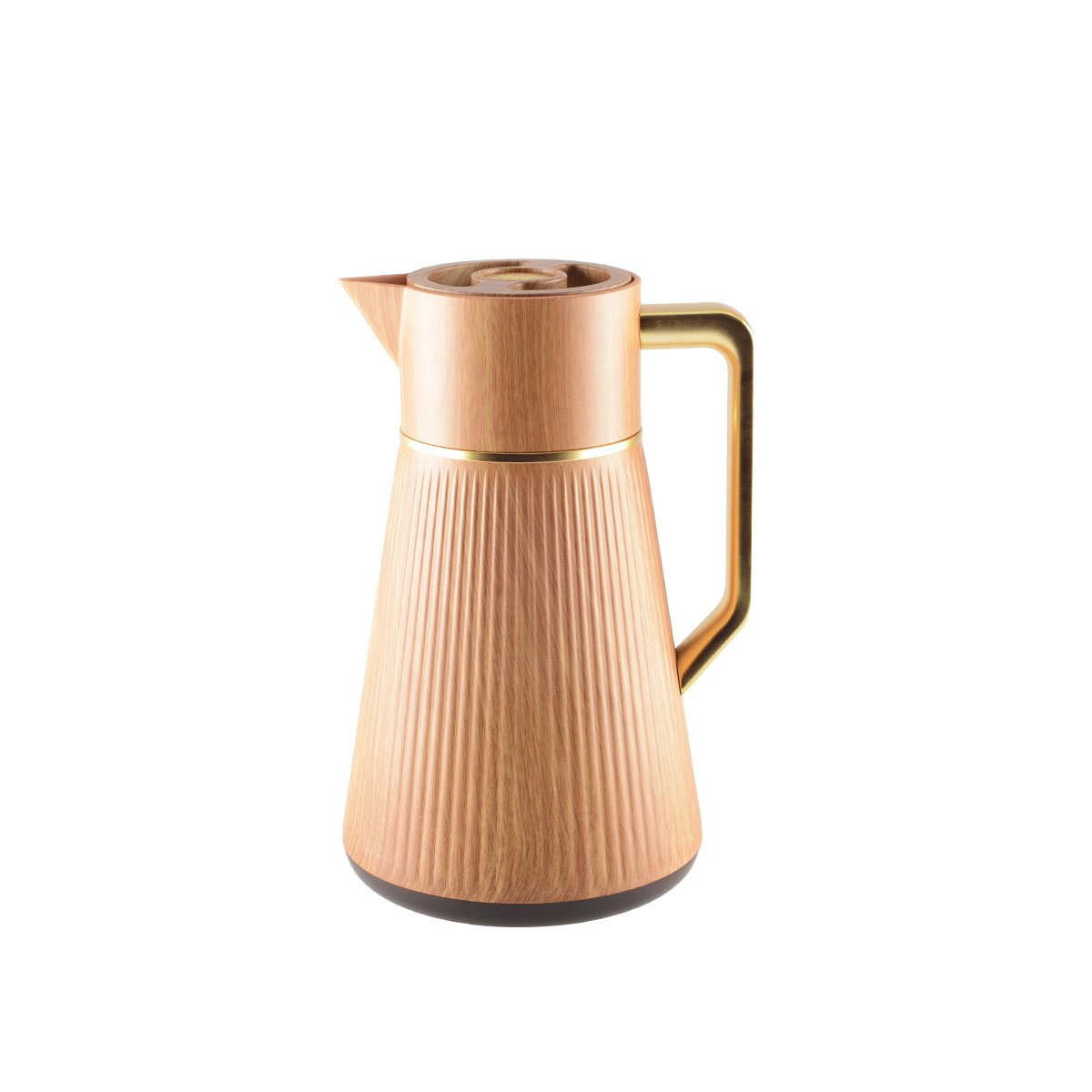 Insulated Coffee Carafe WOOD OPTIC with Gold Handle 1L