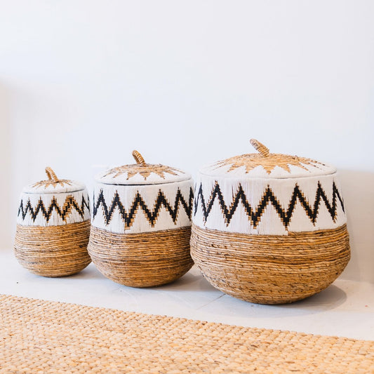 Laundry basket with lid PALEM made of banana fiber