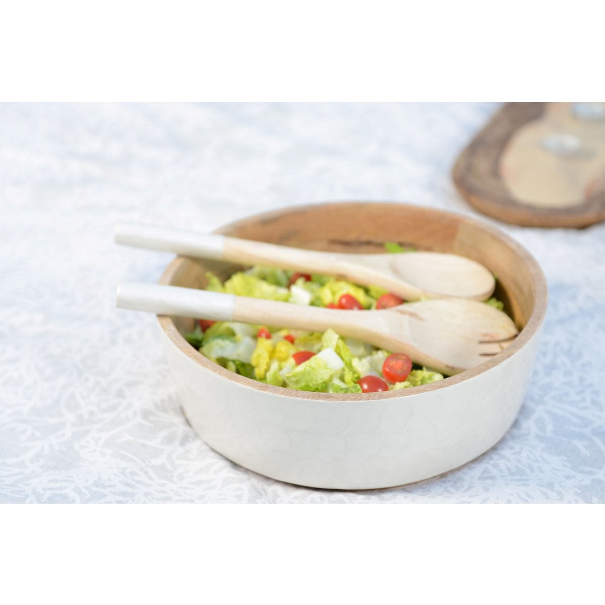 Mango wood salad servers