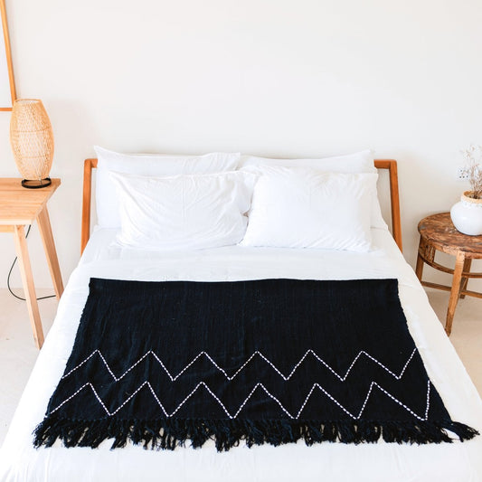 Cotton Blanket LINGGAH Black/White