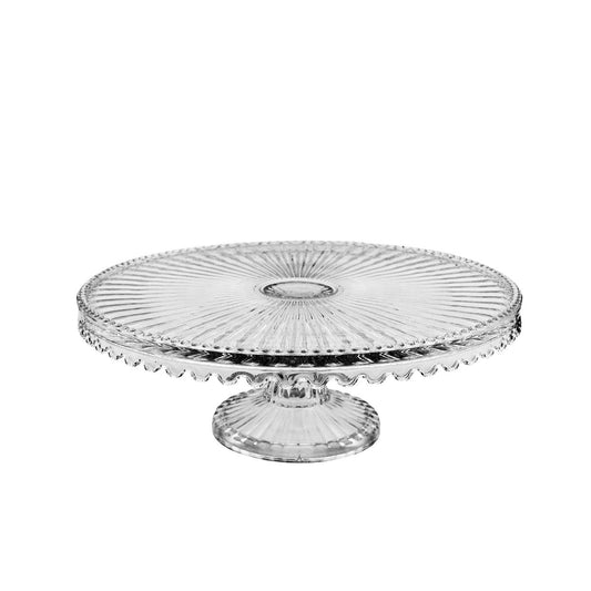 Glass cake stand with foot
