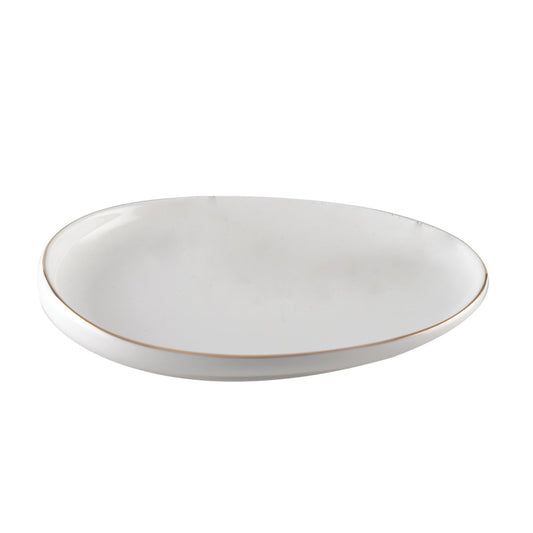 Ceramic Dessert Plate WHITE Oval